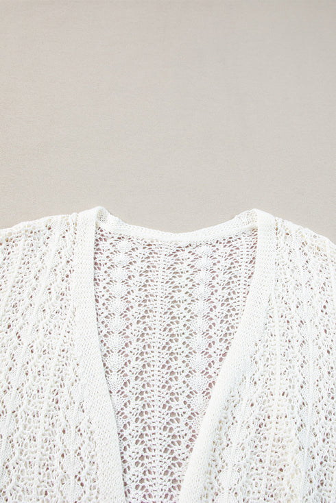 Boho Lace Knit Open Front Long Sleeve Cardigan