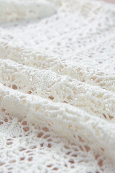Boho Lace Knit Open Front Long Sleeve Cardigan