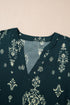 Boho Lettuce Trim Three Quarter Sleeve Mini Floral Dress