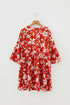 Boho Lettuce Trim Three Quarter Sleeve Mini Floral Dress