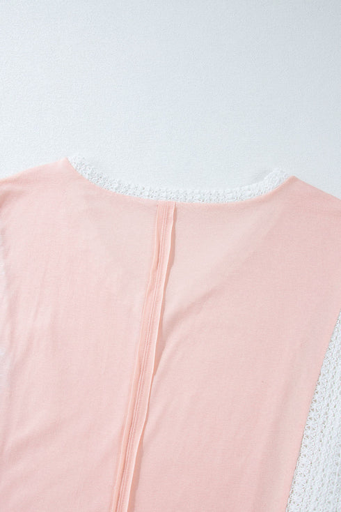Boho Mixed Media Lace And Floral Print Top