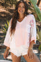 Boho Mixed Media Lace And Floral Print Top