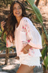 Boho Mixed Media Lace And Floral Print Top