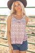 Boho Mixed Print Wide Strap Tank Top