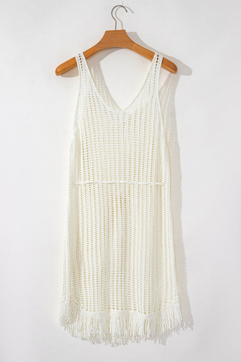 Boho Open Knit Tie Waist Mini Cover Up