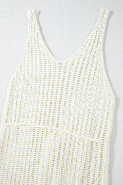 Boho Open Knit Tie Waist Mini Cover Up