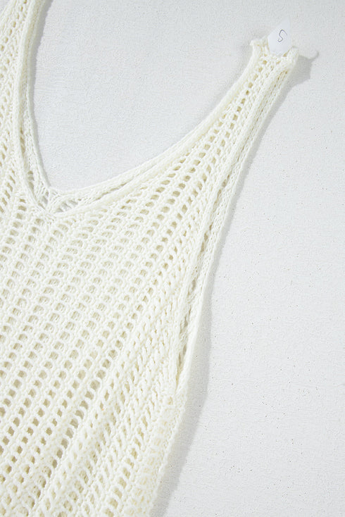 Boho Open Knit Tie Waist Mini Cover Up