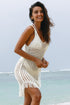 Boho Open Knit Tie Waist Mini Cover Up