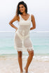 Boho Open Knit Tie Waist Mini Cover Up