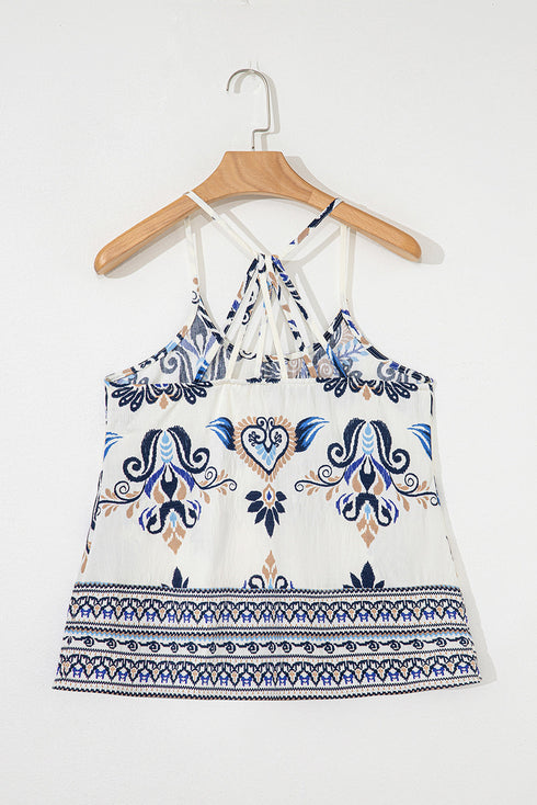 Boho Paisley Print Loose Fit Spaghetti Strap Summer Tank