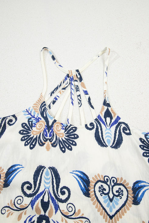 Boho Paisley Print Loose Fit Spaghetti Strap Summer Tank