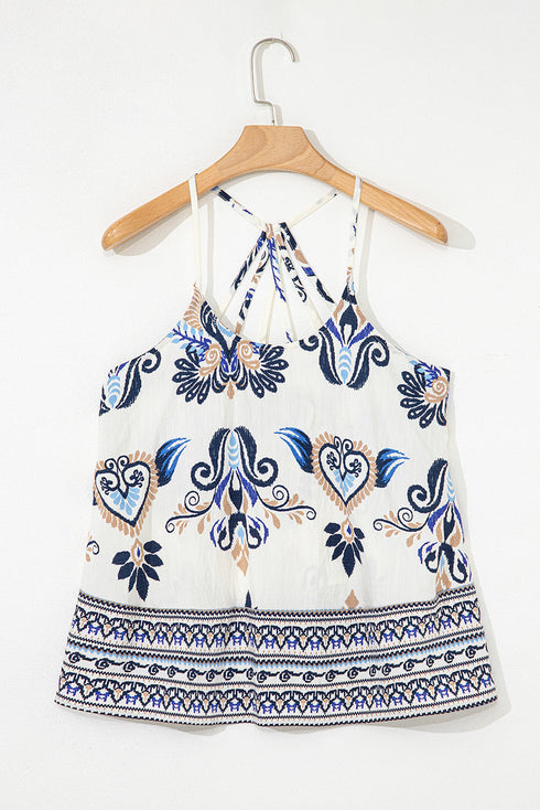 Boho Paisley Print Loose Fit Spaghetti Strap Summer Tank