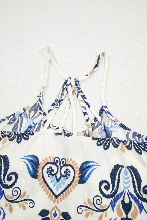 Boho Paisley Print Loose Fit Spaghetti Strap Summer Tank