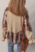 Boho Patchwork Plaid Waffle Knit Ruffled Sleeve Shackets