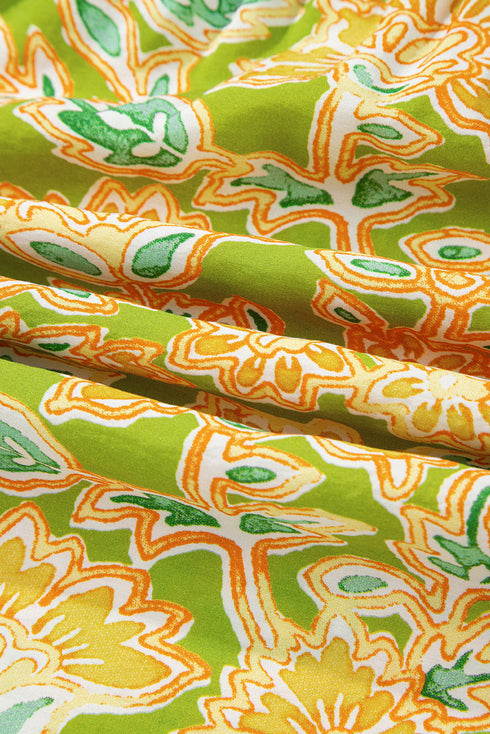 Boho Patchwork Puff Sleeve Paisley Blouse