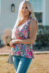 Boho Pattern Print Flounce V Neck Tank Top