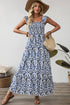 Boho Print Smocked High Waist Maxi Dress
