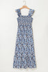Boho Print Smocked High Waist Maxi Dress