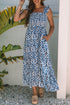 Boho Print Smocked High Waist Maxi Dress