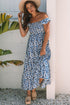 Boho Print Smocked High Waist Maxi Dress