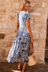 Boho Printed Short Sleeve Flare Tiered Dress