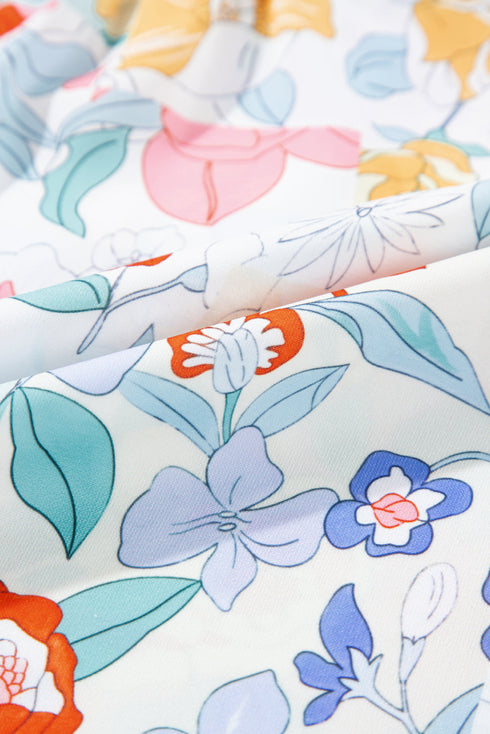 Boho Ruffle V Neck Floral Embroidered Blouse