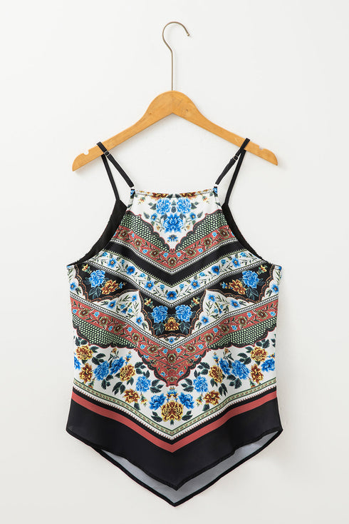 Boho Scarf Print V Neck Sleeveless Cami Tank