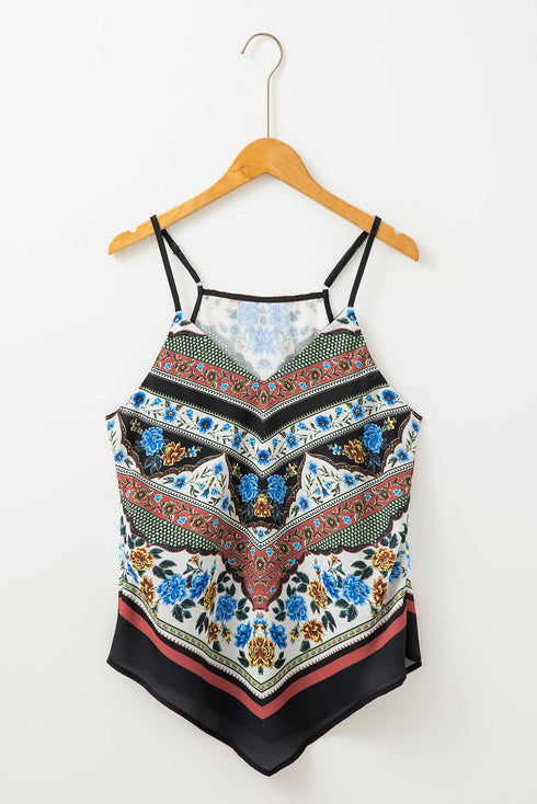 Boho Scarf Print V Neck Sleeveless Cami Tank