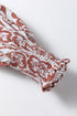 Boho Scroll Print Ruffled Placket Long Sleeve Blouse