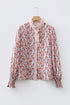 Boho Scroll Print Ruffled Placket Long Sleeve Blouse