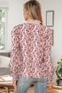 Boho Scroll Print Ruffled Placket Long Sleeve Blouse