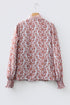 Boho Scroll Print Ruffled Placket Long Sleeve Blouse