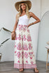 Boho Shirred Waist Wide Leg Flowy Pants in Rose Print