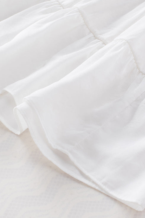 Boho Solid Shirred Ruffle Mini Dress