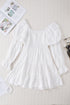 Boho Solid Shirred Ruffle Mini Dress