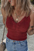Boho Textured Cable V Neck Sleeveless Knit Tank Top