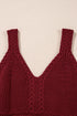 Boho Textured Cable V Neck Sleeveless Knit Tank Top