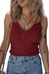 Boho Textured Cable V Neck Sleeveless Knit Tank Top