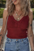 Boho Textured Cable V Neck Sleeveless Knit Tank Top