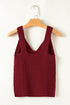 Boho Textured Cable V Neck Sleeveless Knit Tank Top