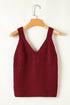 Boho Textured Cable V Neck Sleeveless Knit Tank Top