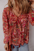 Boho Wanderlust Paisley Puff Sleeve Tassel Tie Blouse