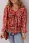 Boho Wanderlust Paisley Puff Sleeve Tassel Tie Blouse