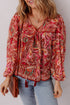 Boho Wanderlust Paisley Puff Sleeve Tassel Tie Blouse