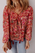 Boho Wanderlust Paisley Puff Sleeve Tassel Tie Blouse