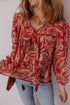 Boho Wanderlust Paisley Puff Sleeve Tassel Tie Blouse