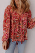 Boho Wanderlust Paisley Puff Sleeve Tassel Tie Blouse