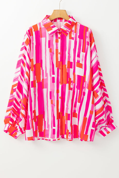 Bold Abstract Geometric Oversized Button Down Shirt