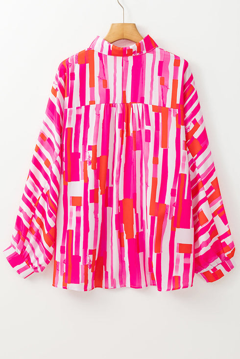 Bold Abstract Geometric Oversized Button Down Shirt