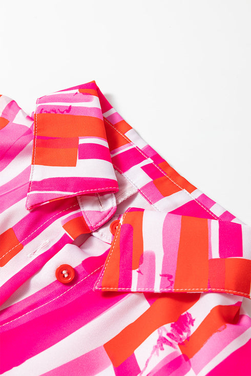 Bold Abstract Geometric Oversized Button Down Shirt